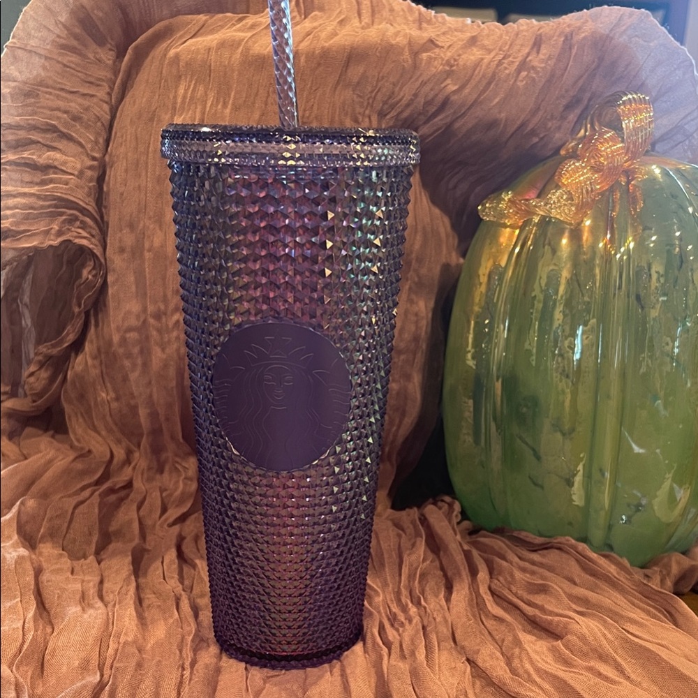 Purple Studded Tumbler with Straw
